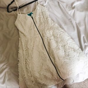 white lace dress with zippered front